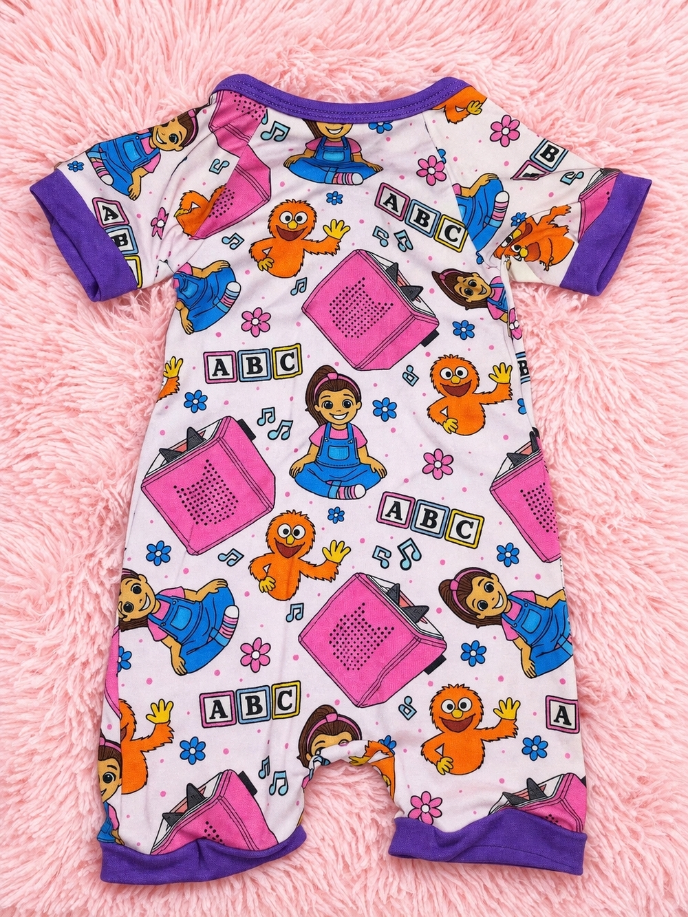NWOT Girls Pink & Purple ABC Character Bamboo Shorty - Picture 2 of 2